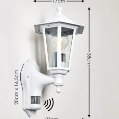 Applique Murale D'Exterieur Loria Blanc, 1 Lumiere, Detecteur De Mouvement