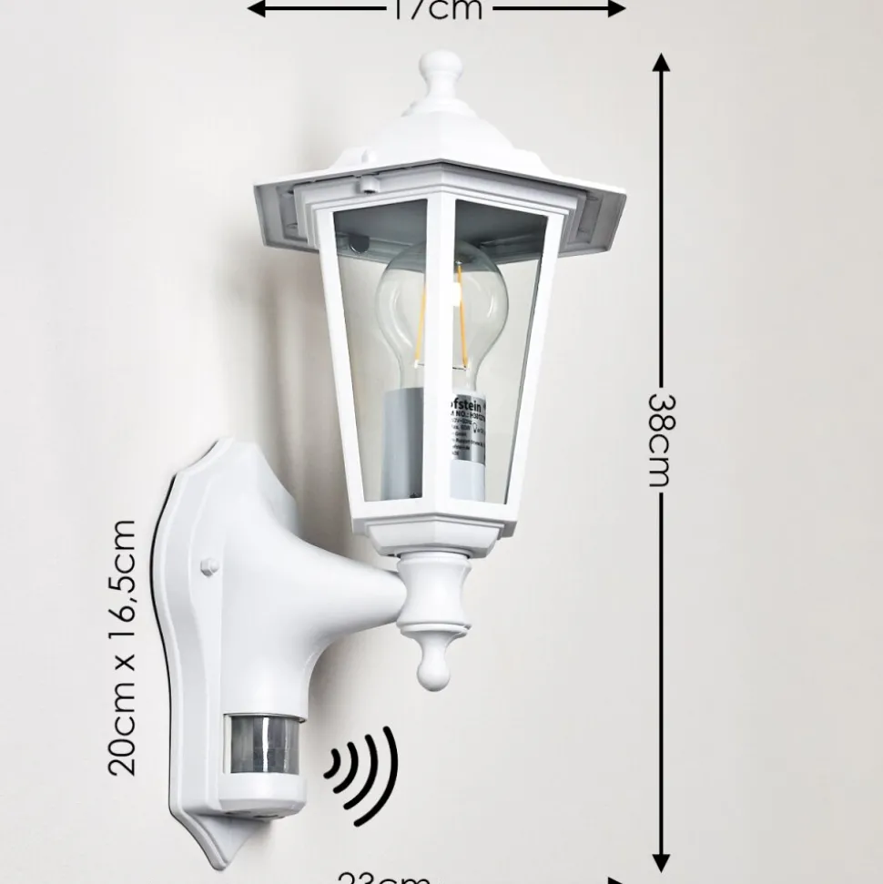 Applique Murale D'Exterieur Loria Blanc, 1 Lumiere, Detecteur De Mouvement