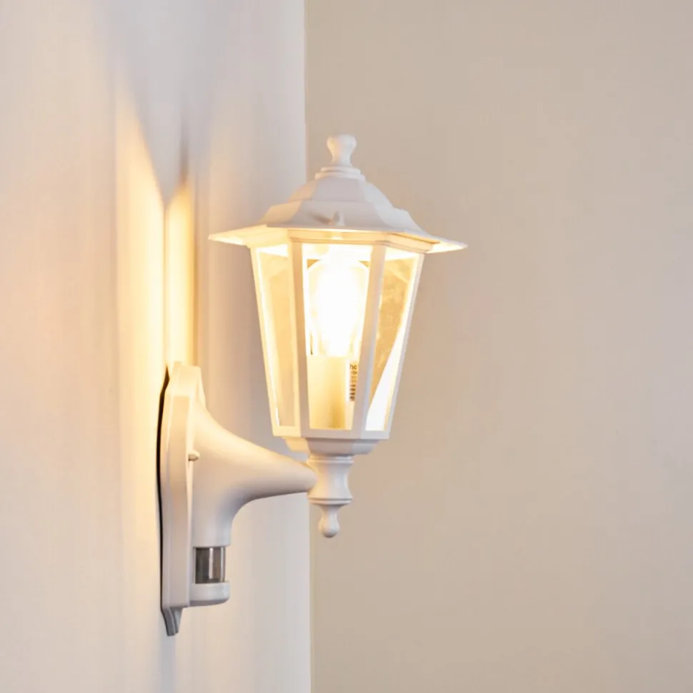 Applique Murale D'Exterieur Loria Blanc, 1 Lumiere, Detecteur De Mouvement