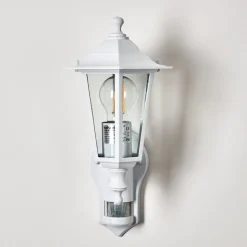 Applique Murale D'Exterieur Loria Blanc, 1 Lumiere, Detecteur De Mouvement