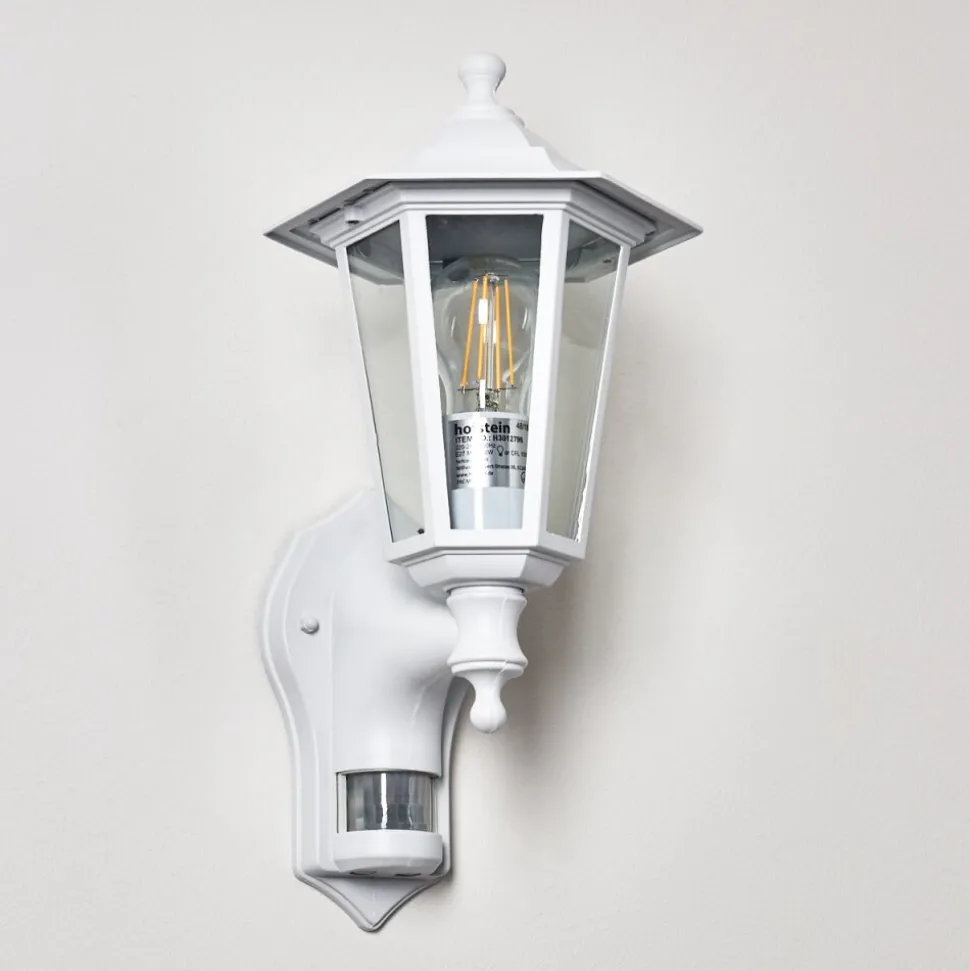 Applique Murale D'Exterieur Loria Blanc, 1 Lumiere, Detecteur De Mouvement