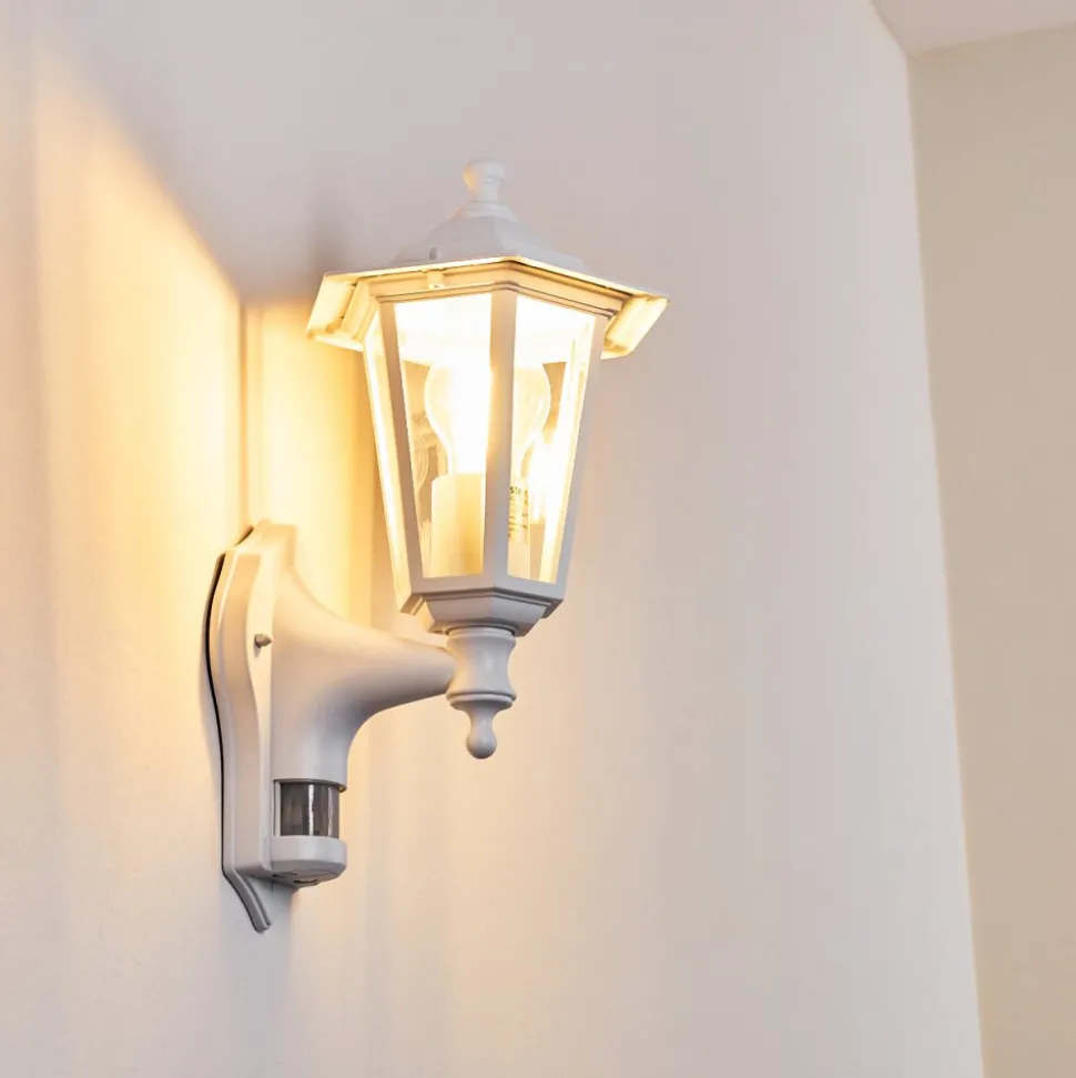Applique Murale D'Exterieur Loria Blanc, 1 Lumiere, Detecteur De Mouvement