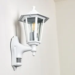 Applique Murale D'Exterieur Loria Blanc, 1 Lumiere, Detecteur De Mouvement