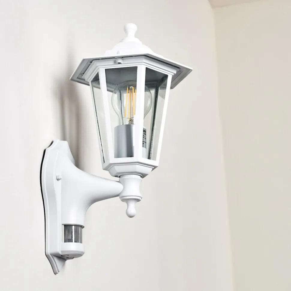 Applique Murale D'Exterieur Loria Blanc, 1 Lumiere, Detecteur De Mouvement