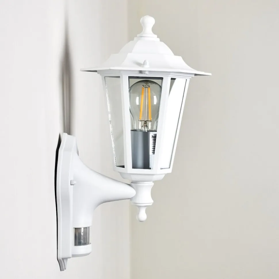 Applique Murale D'Exterieur Loria Blanc, 1 Lumiere, Detecteur De Mouvement