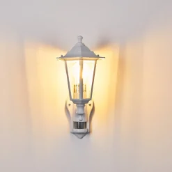 Applique Murale D'Exterieur Loria Blanc, 1 Lumiere, Detecteur De Mouvement