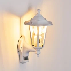 Applique Murale D'Exterieur Loria Blanc, 1 Lumiere, Detecteur De Mouvement