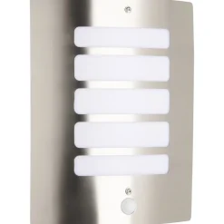 Applique Murale D'Exterieur Brilliant Gordy Argente, 1 Lumiere, Detecteur De Mouvement