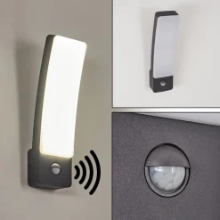 Applique Murale D'Exterieur Maseru Led Anthracite, 1 Lumiere, Detecteur De Mouvement
