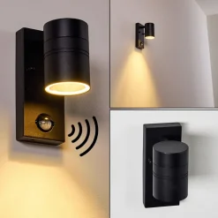 Applique Murale D'Exterieur Froslev Led Noir, 1 Lumiere, Detecteur De Mouvement