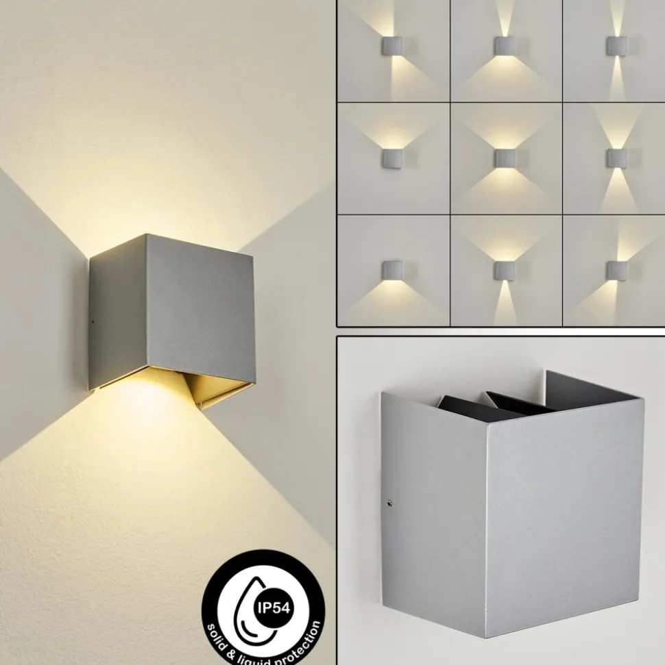 Applique Murale D'Exterieurhoods Led Gris, 2 Lumieres