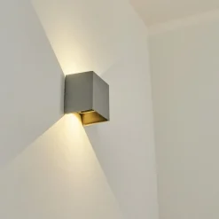 Applique Murale D'Exterieurhoods Led Gris, 2 Lumieres