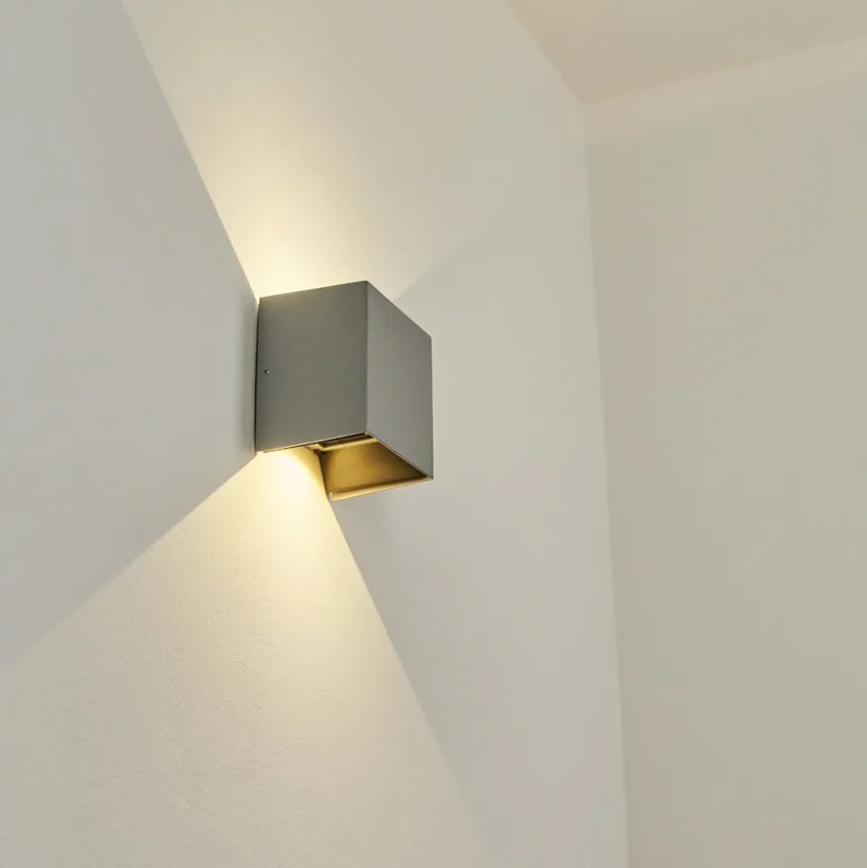 Applique Murale D'Exterieurhoods Led Gris, 2 Lumieres