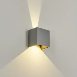 Applique Murale D'Exterieurhoods Led Gris, 2 Lumieres
