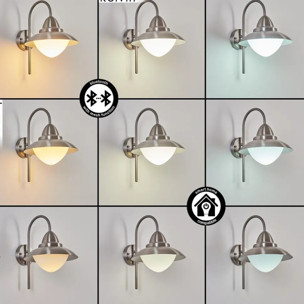Applique Murale D'Exterieur Gielas Led Nickel Mat, 1 Lumiere