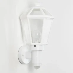 Applique Murale D'Exterieur Catigny Blanc, 1 Lumiere, Detecteur De Mouvement