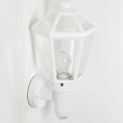 Applique Murale D'Exterieur Catigny Blanc, 1 Lumiere, Detecteur De Mouvement