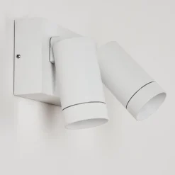 Applique Murale D'Exterieur Hakamken Blanc, 2 Lumieres, Detecteur De Mouvement