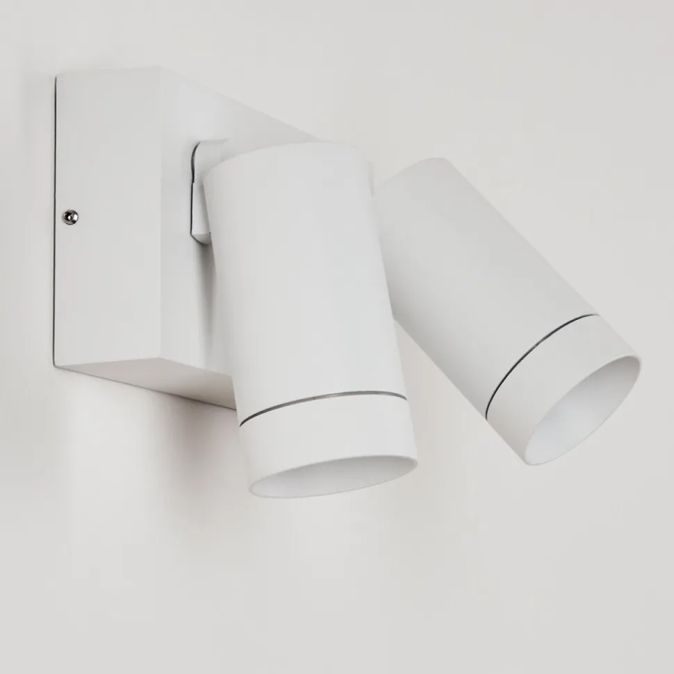 Applique Murale D'Exterieur Hakamken Blanc, 2 Lumieres, Detecteur De Mouvement