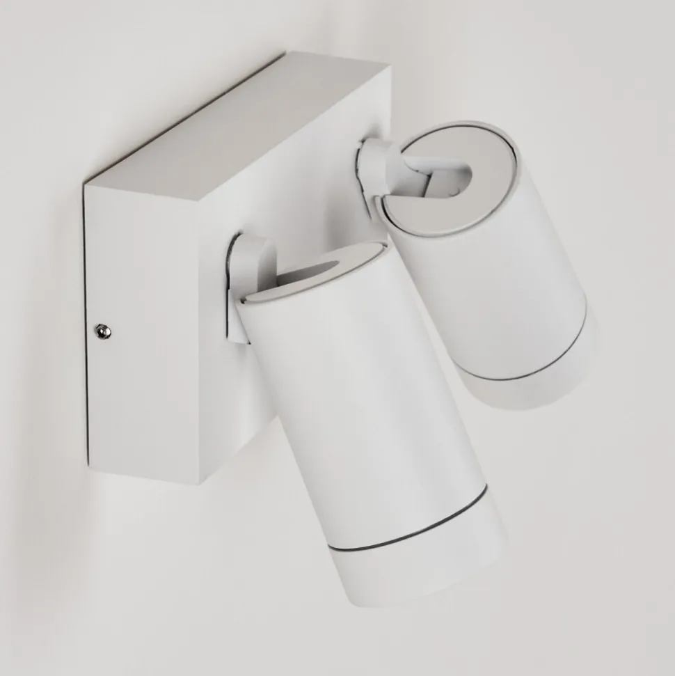 Applique Murale D'Exterieur Hakamken Blanc, 2 Lumieres, Detecteur De Mouvement