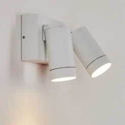 Applique Murale D'Exterieur Hakamken Blanc, 2 Lumieres, Detecteur De Mouvement