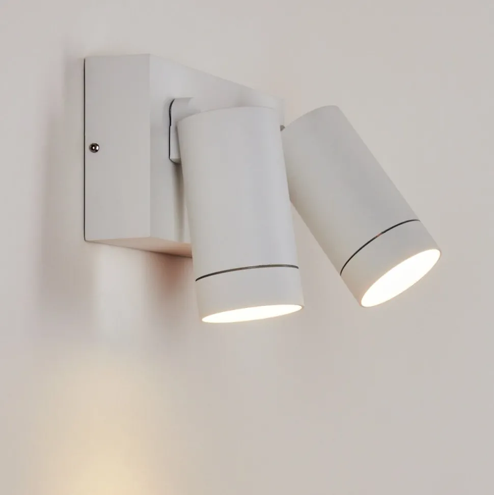 Applique Murale D'Exterieur Hakamken Blanc, 2 Lumieres, Detecteur De Mouvement