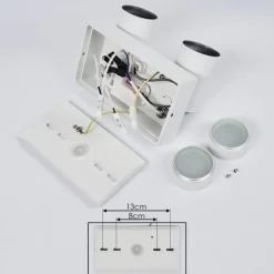 Applique Murale D'Exterieur Hakamken Blanc, 2 Lumieres, Detecteur De Mouvement