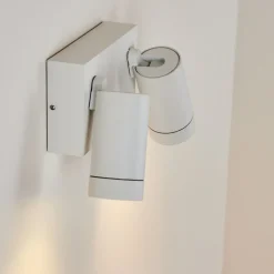 Applique Murale D'Exterieur Hakamken Blanc, 2 Lumieres, Detecteur De Mouvement