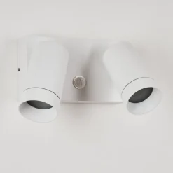 Applique Murale D'Exterieur Hakamken Blanc, 2 Lumieres, Detecteur De Mouvement