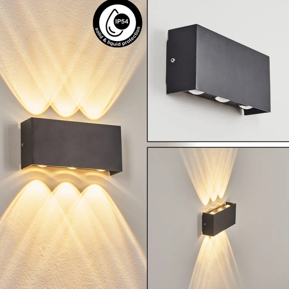 Applique Murale D'Exterieur Morenos Led Anthracite, Blanc, 6 Lumieres