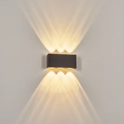 Applique Murale D'Exterieur Morenos Led Anthracite, Blanc, 6 Lumieres