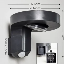 Applique Murale D'Exterieur Townsville Led Noir, 1 Lumiere, Detecteur De Mouvement