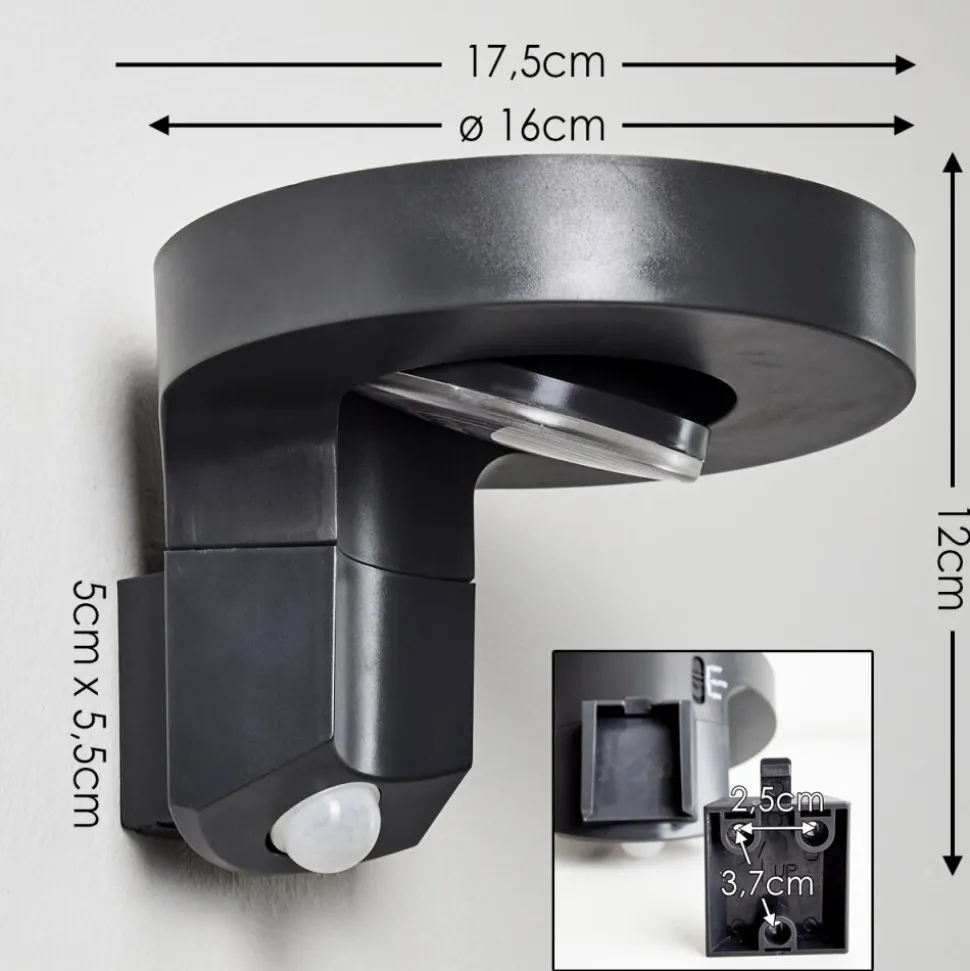 Applique Murale D'Exterieur Townsville Led Noir, 1 Lumiere, Detecteur De Mouvement