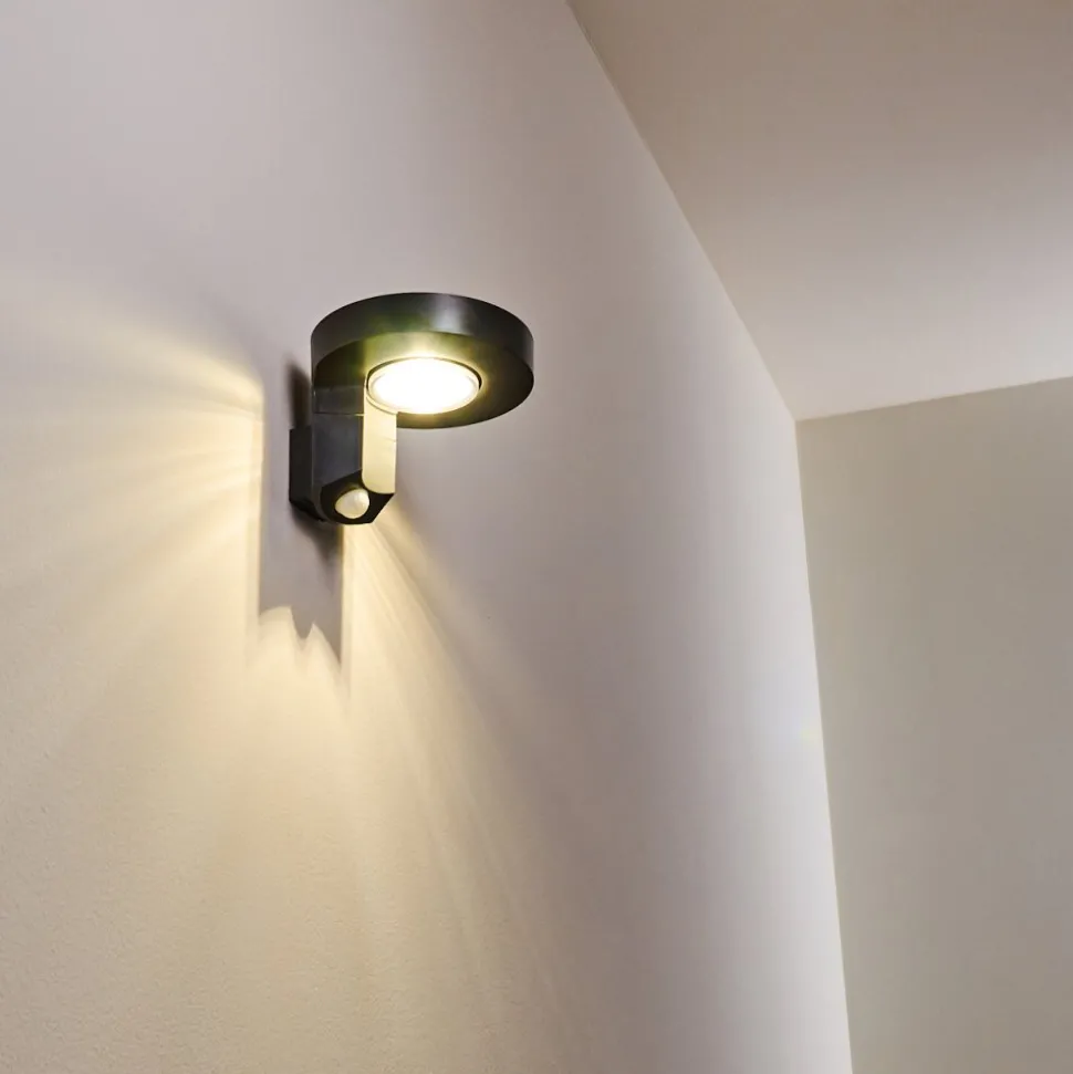 Applique Murale D'Exterieur Townsville Led Noir, 1 Lumiere, Detecteur De Mouvement