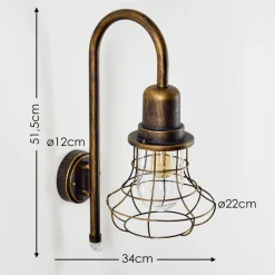 Applique Murale D'Exterieur Borkan Brun Dore, 1 Lumiere, Detecteur De Mouvement