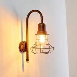 Applique Murale D'Exterieur Borkan Brun Dore, 1 Lumiere, Detecteur De Mouvement