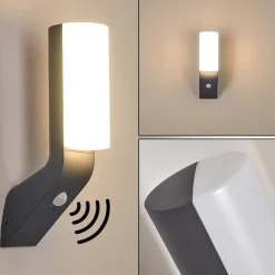 Applique Murale D'Exterieur Porus Led Anthracite, 1 Lumiere, Detecteur De Mouvement