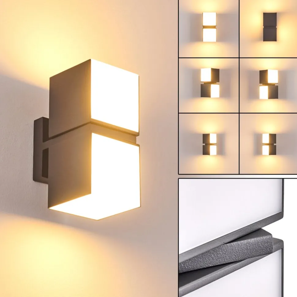 Applique Murale D'Exterieur Swanek Led Anthracite, 2 Lumieres