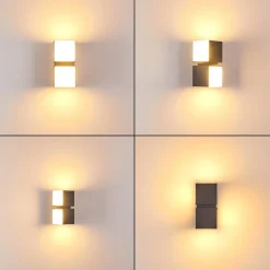 Applique Murale D'Exterieur Swanek Led Anthracite, 2 Lumieres