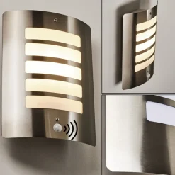 Applique Murale D'Exterieur Alslev Acier Inoxydable, 1 Lumiere, Detecteur De Mouvement