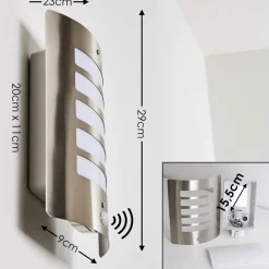 Applique Murale D'Exterieur Alslev Acier Inoxydable, 1 Lumiere, Detecteur De Mouvement