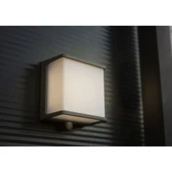 Applique Murale D'Exterieur Lutec Doblo Led Anthracite, 1 Lumiere, Detecteur De Mouvement