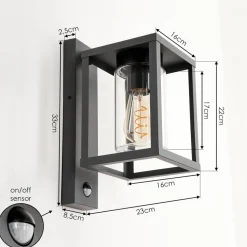 Applique Murale D'Exterieur Parkkola Anthracite, 1 Lumiere, Detecteur De Mouvement