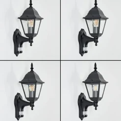 Applique Murale D'Exterieur Naofe Noir, 1 Lumiere, Detecteur De Mouvement