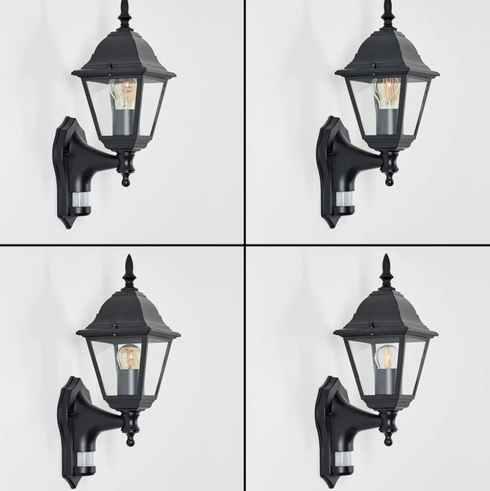 Applique Murale D'Exterieur Naofe Noir, 1 Lumiere, Detecteur De Mouvement