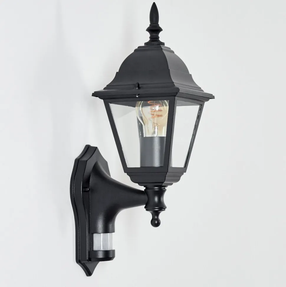 Applique Murale D'Exterieur Naofe Noir, 1 Lumiere, Detecteur De Mouvement