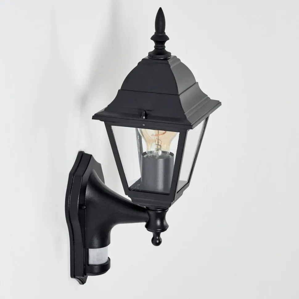 Applique Murale D'Exterieur Naofe Noir, 1 Lumiere, Detecteur De Mouvement