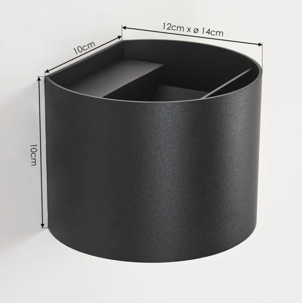 Applique Murale D'Exterieur Tamarin Led Noir, 2 Lumieres