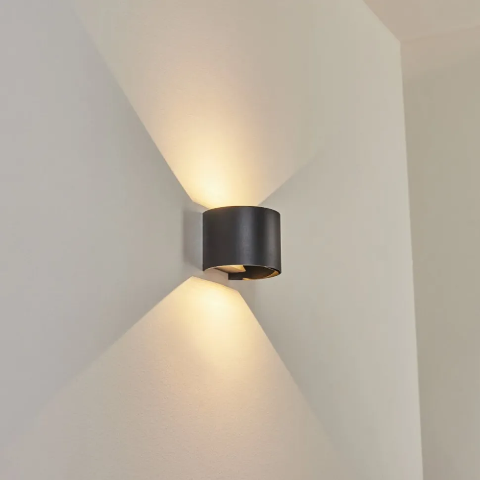 Applique Murale D'Exterieur Tamarin Led Noir, 2 Lumieres