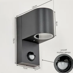 Applique Murale D'Exterieurkingstown Anthracite, Transparent, 1 Lumiere, Detecteur De Mouvement